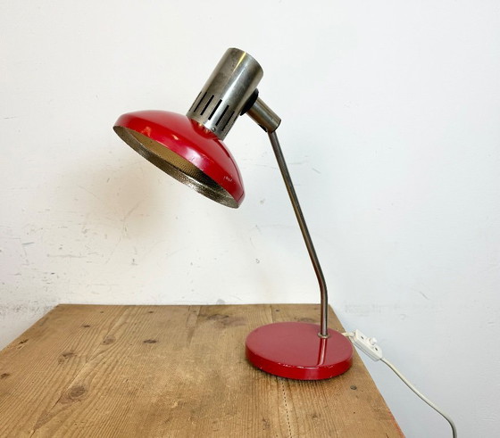 Image 1 of Vintage Red East German Table Lamp from AKA Leuchten, 1970s