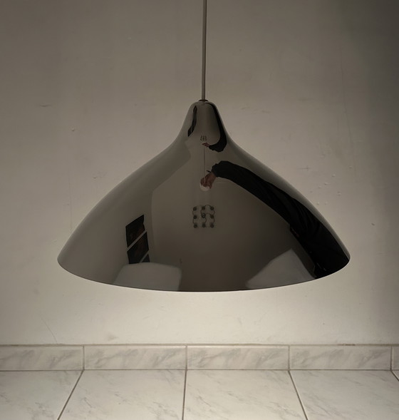 Image 1 of Vintage chrome pendant lamp Lisa Johansson-Pape for Orno