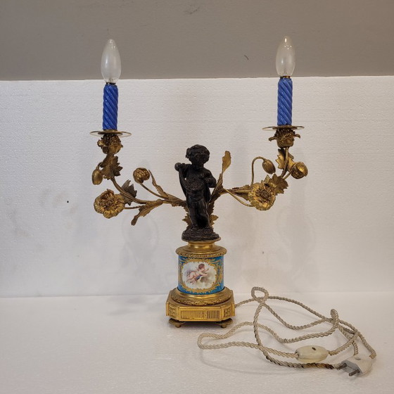 Image 1 of Candelabro / Lampada, ormolú e porcellana, Victor Paillard, Napoleone III, 1870 - Francia