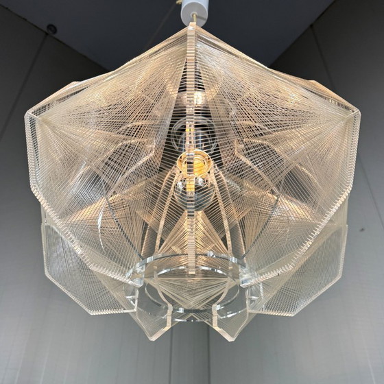 Paul Secon Swag Pendant lamp, Sompex 1960s, Plastic, Metal, Transparent, Mid Century Modern (photo 5 of 14)