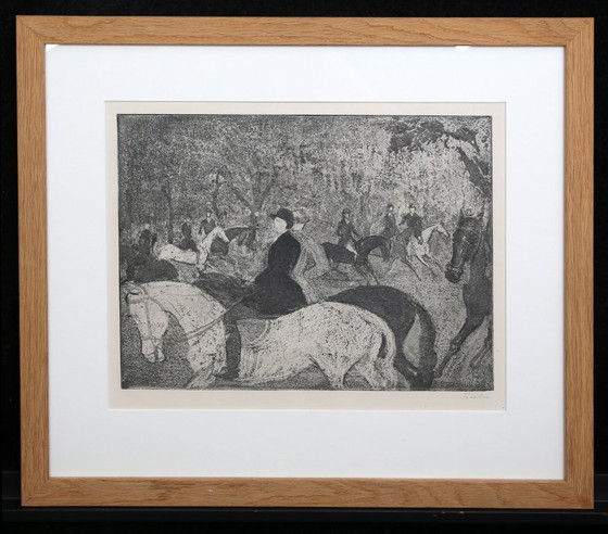 Image 1 of Teuber, Hermann - o. T. (Reiter) - Eau-forte - encadrée - signée à la main