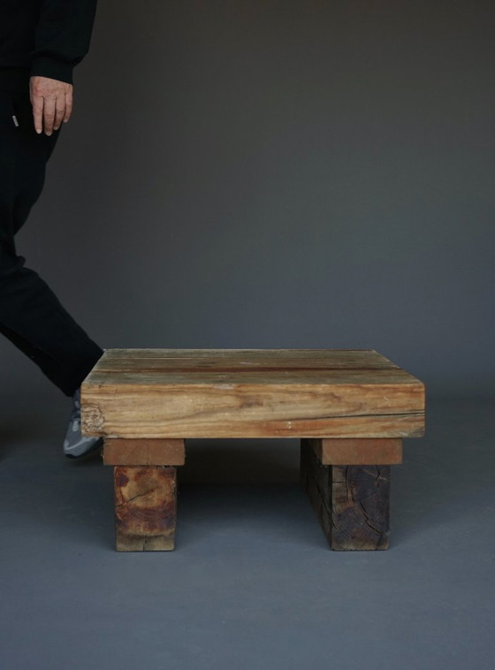 Image 1 of Kleiner Couchtisch aus Kiefernholz im Stil des Brutalismus, 1970er Jahre