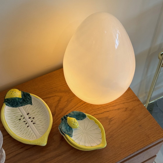 Image 1 of Lampada da tavolo a forma di uovo in vetro di Murano