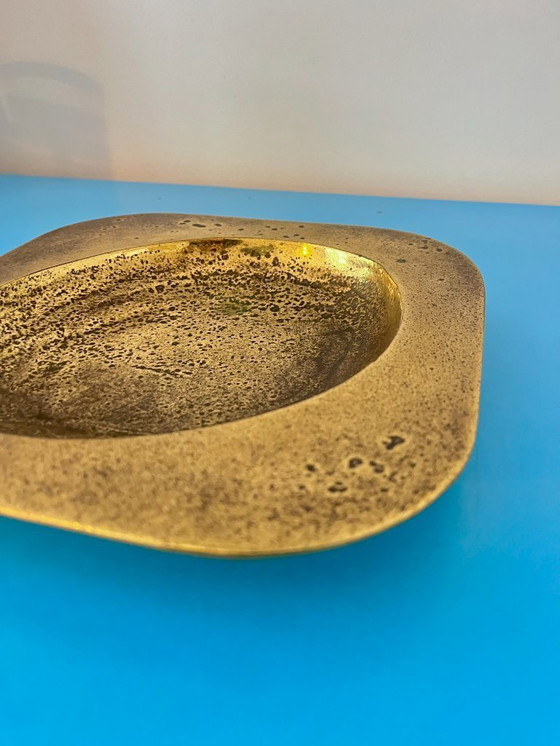 Image 1 of Vintage, zware bronzen opvangbak, vierkant Italiaans design, decoratieve schaal in mid-century modern stijl uit de jaren 70.