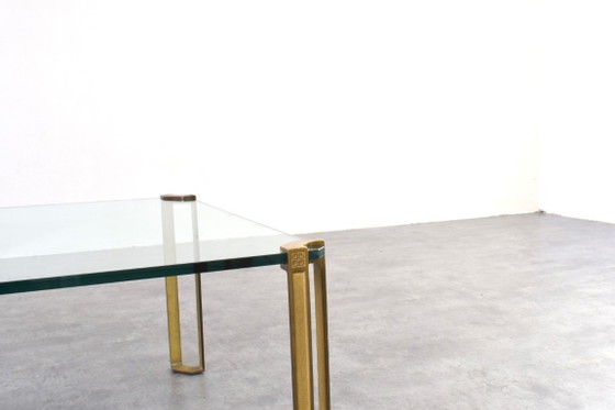 Image 1 of Hollywood Regency Brass and Glass Coffee Tables by Peter Ghyczy, 1970s, Set of 2