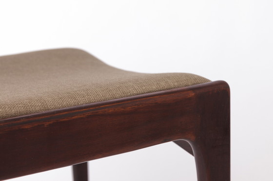 Image 1 of Set of 4 Vintage Teak Chairs | 1960s-70s Mid-Century Modern Seating | Wide Backrest & Reupholstered Seats
