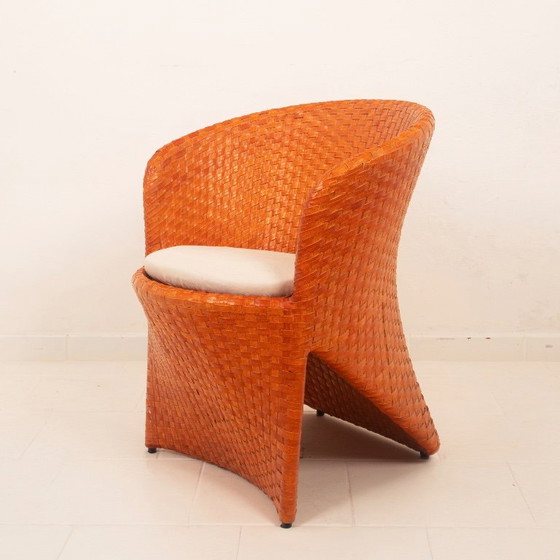 Sillón de ratán trenzado naranja, Bonacina, Sillones, Cuero, Modern (foto 2 de 15)