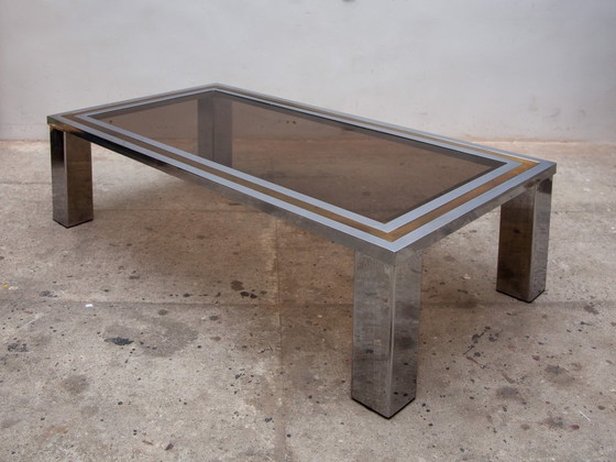 Image 1 of Belgo Chrome 1970s Coffee Table with Glass Top, Vintage design De Wulff