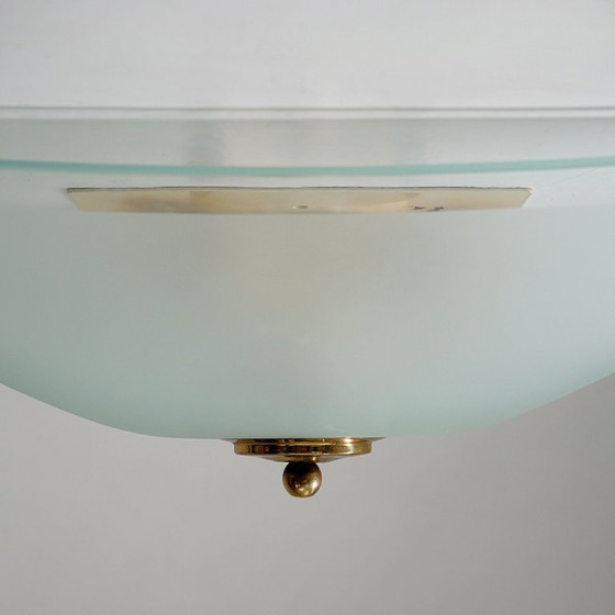 Image 1 of Lampada da soffitto in vetro satinato e ottone, anni '70
