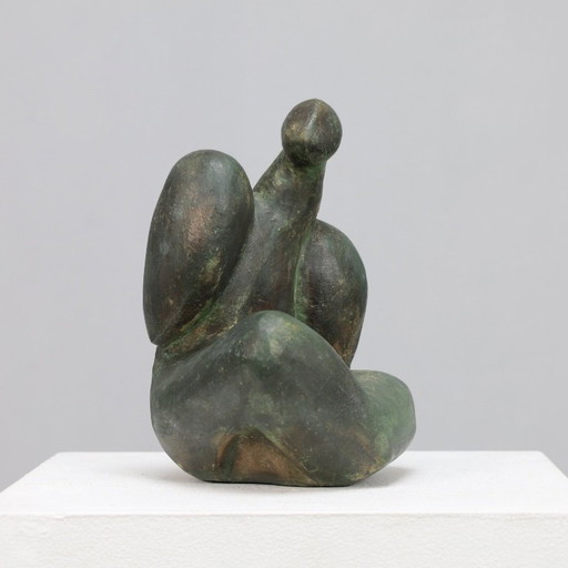 Scultura in bronzo espressiva, firmata JR, 1989