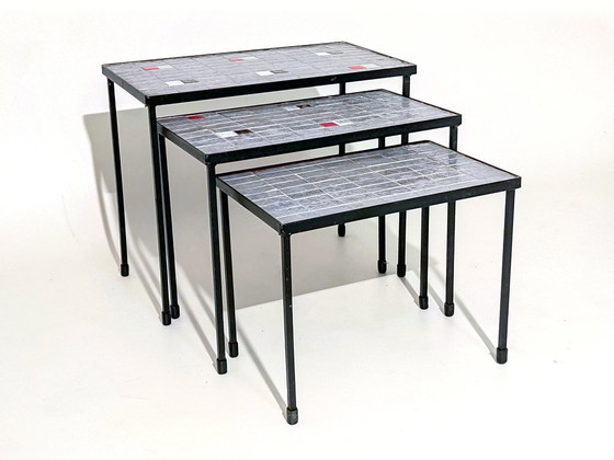 Image 1 of bijzettafeltjes mozaïek jaren 60