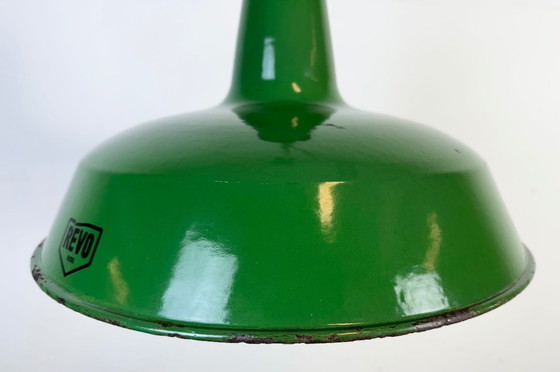 Image 1 of Industrial Green Enamel Factory Pendant Lamp from Revo, 1950s