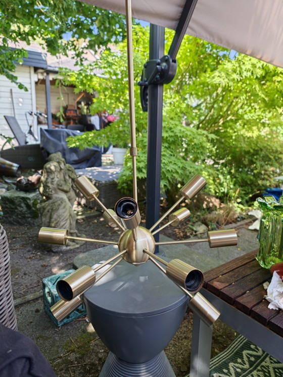 Messing Sputnik Kroonluchter - Iconisch Jaren '60 Design – Plafondlampen, Brass (photo 4 of 5)