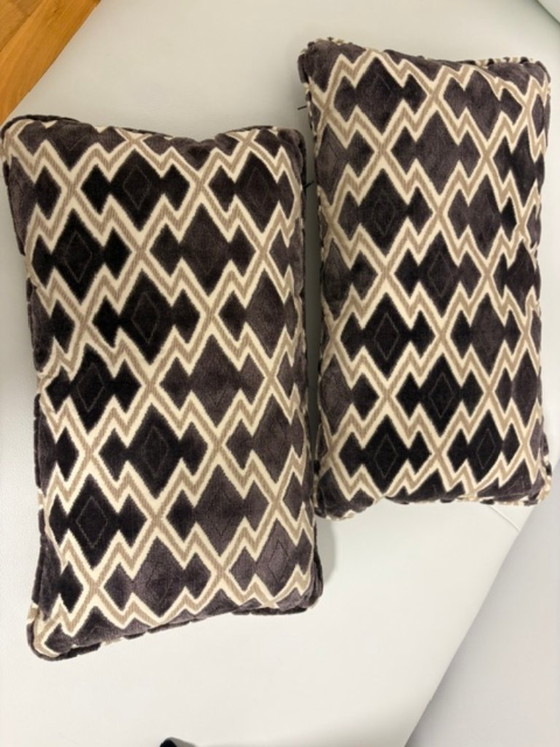 Exklusive Dekokissen mit geometrischem Muster im Set, Samt, Beige (Foto 4 von 5)