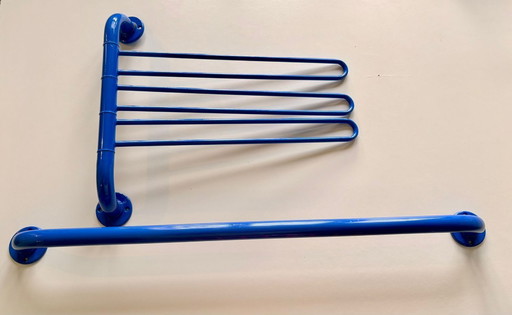 Vintage bathroom set - towel rack - industrial style painted metal