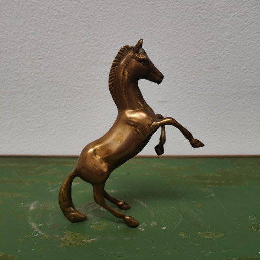 Vintage-Messingstatue, Messingstatue eines Pferdes