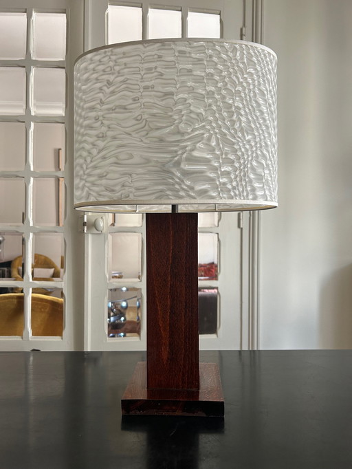 Massief houten lamp 1970