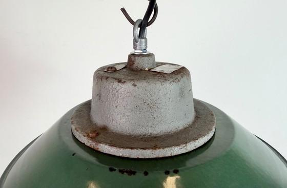Image 1 of Green Enamel and Cast Iron Industrial Pendant Lamp, 1960s