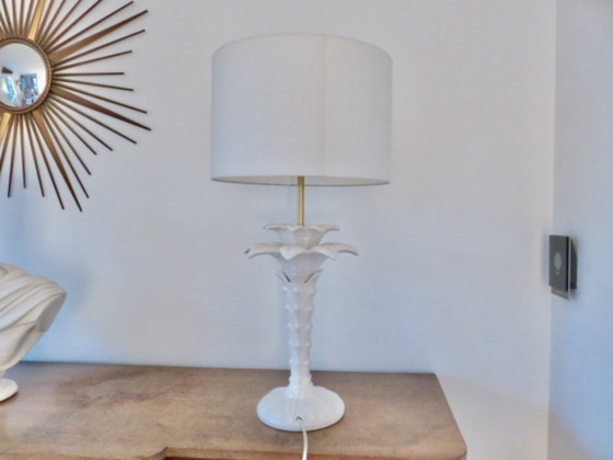 Image 1 of Rare Large "Palm Tree" Lamp, Italy, White Ceramic, 1960