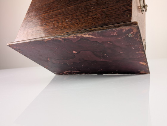 Image 1 of Mobiletto da scrittura vittoriano in quercia con tamburo automatico, XIX secolo