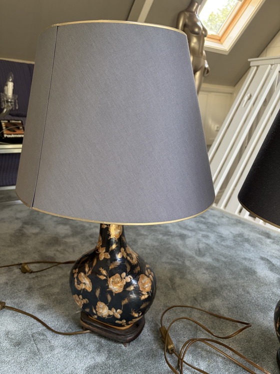 Lot de 2 Lampes Vintage Vase Or et Noir – Ceramic, Metal (photo 7 of 8)