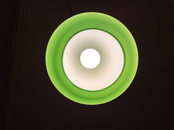 Image 1 of Groene opaline glazen traanvormige hanglamp
