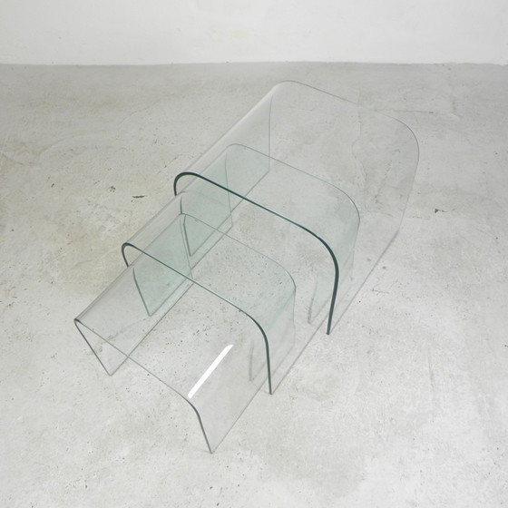 Image 1 of Ensemble de 3 tables en verre par Angelo Cortesi pour Fiam