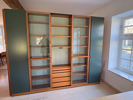 Image 1 of Mobile espositivo e portaoggetti bifacciale - Modernismo italiano in legno e lacca