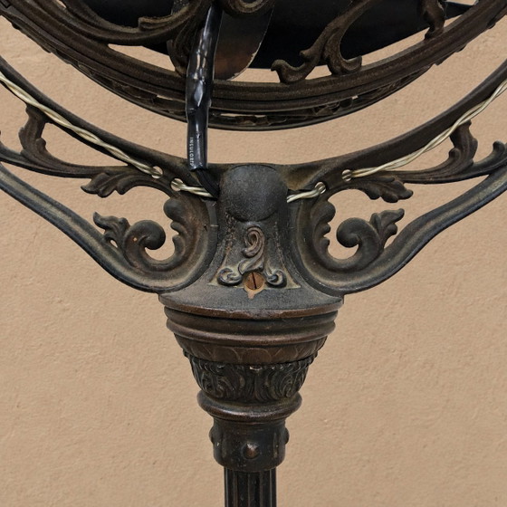 Image 1 of Lampada da terra antica americana in stile Art Nouveau con ventilatore "Luminaire" Cincinnati Victor Co