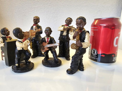 6x Scultura Musicista Jazz Band 1950s