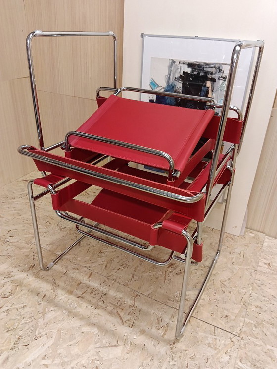 Image 1 of KNOLL Studio Set van 2 WASSILY B3 fauteuils (NIEUW) in rood leer