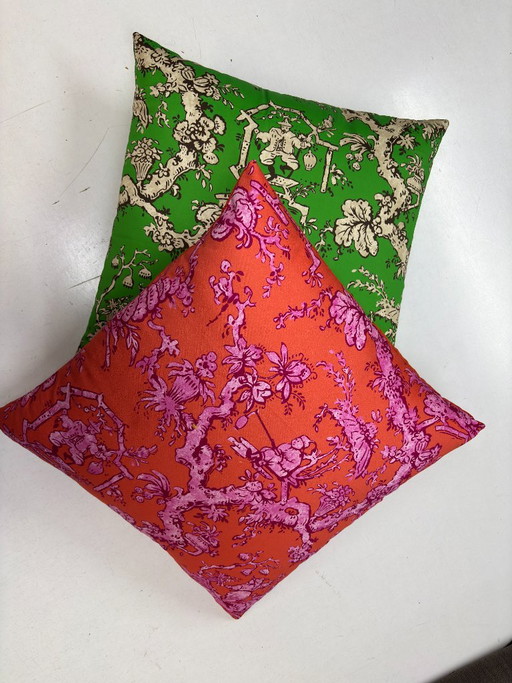 Juego de 2 cojines hechos a mano – Tela Güell Lamadrid Loulou – 50 × 50 cm – kussentjes, Cotton