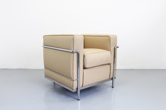 Image 1 of Lc2 Chair Le Corbusier Beige Leather Cassina, Charlotte Perriand Seats