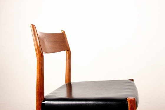 Image 1 of Set van 6 Deense stoelen van teak en skai, nieuw, model 418 van Arne Vodder voor Sibast 1960.
