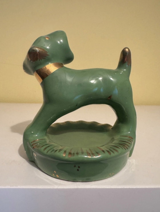 Posacenere vintage Terrier in ceramica verde e oro, anni ’60 – Accessori da tavola, Gold (photo 4 of 5)