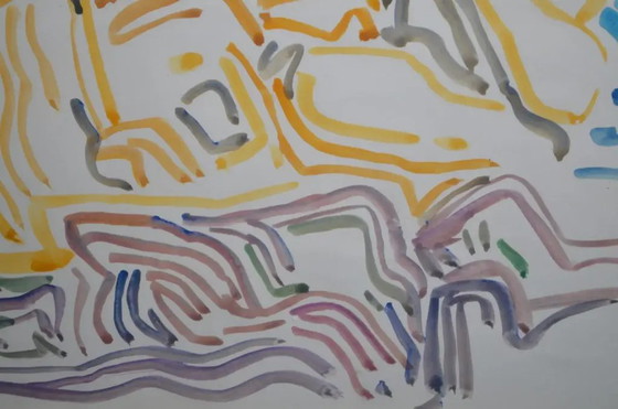 Peter Pfosi "Landscape" Watercolor Painting, Monogrammed and Dated 1987, Framed – Paintings & Drawings (photo 7 of 12)