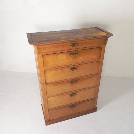 Image 1 of Ladekast Met 5 Laden en 1 Klep, Chiffoniere, Eind 19e Eeuw