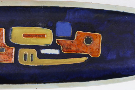 Image 1 of Cuenco alargado de cerámica esmaltada de mediados de siglo, Bélgica, década de 1960