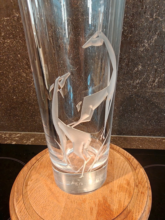 Image 1 of Serves vase with giraffes, 26 cm, made in France
