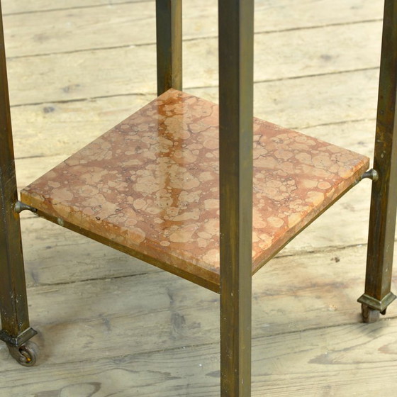 Image 1 of Französischer Beistelltisch aus Marmor und Messing, um 1920