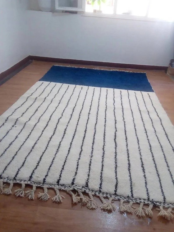Handgewebter marokkanischer Teppich - tiefblaues Muster - Wolle - 306 x 201 cm – Teppiche & Läufer, Wool (photo 3 of 7)