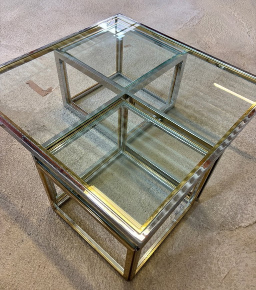 Belgochrom coffee table with 2 side tables