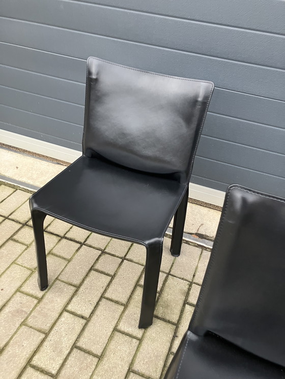 Image 1 of 8x Cassina Cab chair Mario Bellini Black Harness Leather