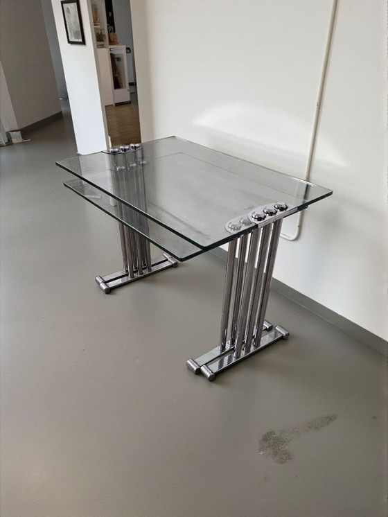 Image 1 of Tavolino da caffè in vetro cromato, set da 2 pezzi Vintage Space Age