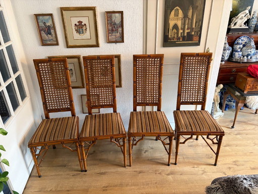 4 sedie da pranzo vintage in finto bambù, anni '60