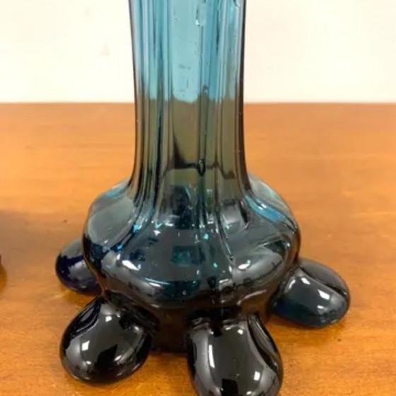 Image 1 of Blaue Retro-Vasen, Tschechoslowakei, 1960er Jahre (2er-Set)