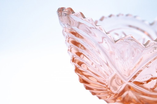 Pink jardiniere "rose", Ząbkowice glassworks, Poland, 1960s