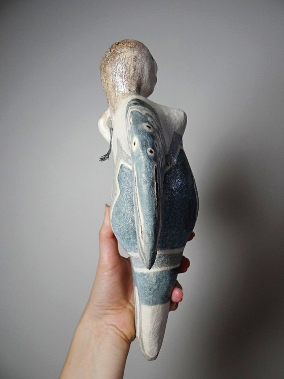 Image 1 of Vintage gestileerde keramische wandsculptuur van een zeemeermin