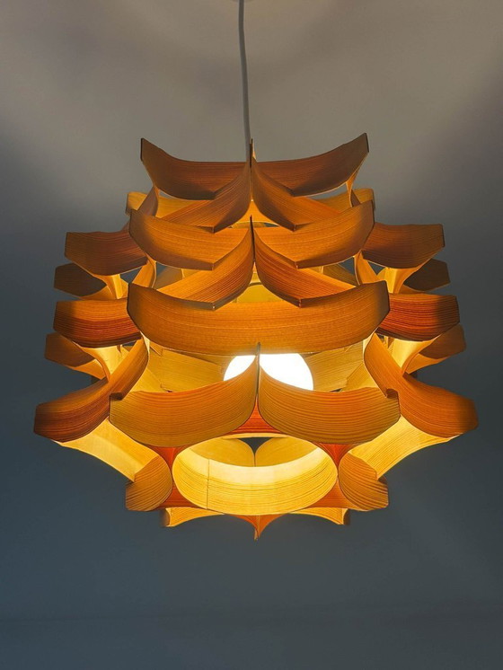 Image 1 of  Mid-Century Wooden Pendant Lamp by Hans-Agne Jakobsson, Sweden, 1970s
