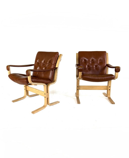 2x fauteuil vintage 'Siesta', Ingmar Relling, Westnofa '70